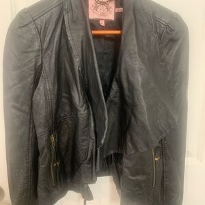 Juicy Couture Black Leather Jacket with Zipper Accents
